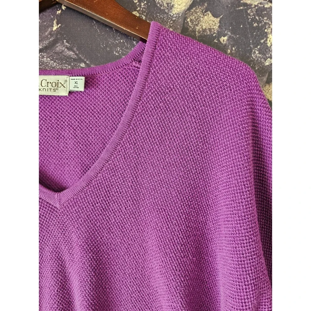 Vintage 90s‎ St Croix Sweater Mens XL Knit Purple V Neck Cotton Baggy Relaxed